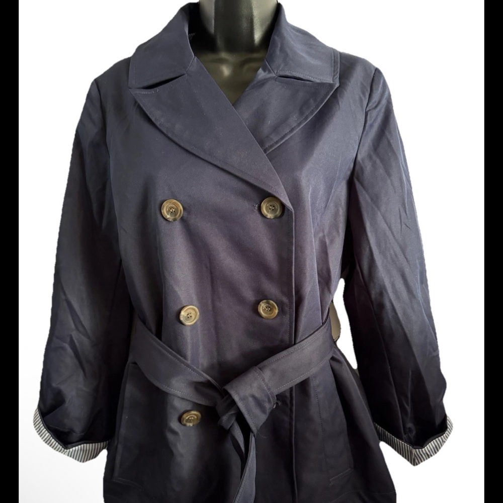 Women's Navy Double-Breasted Coat